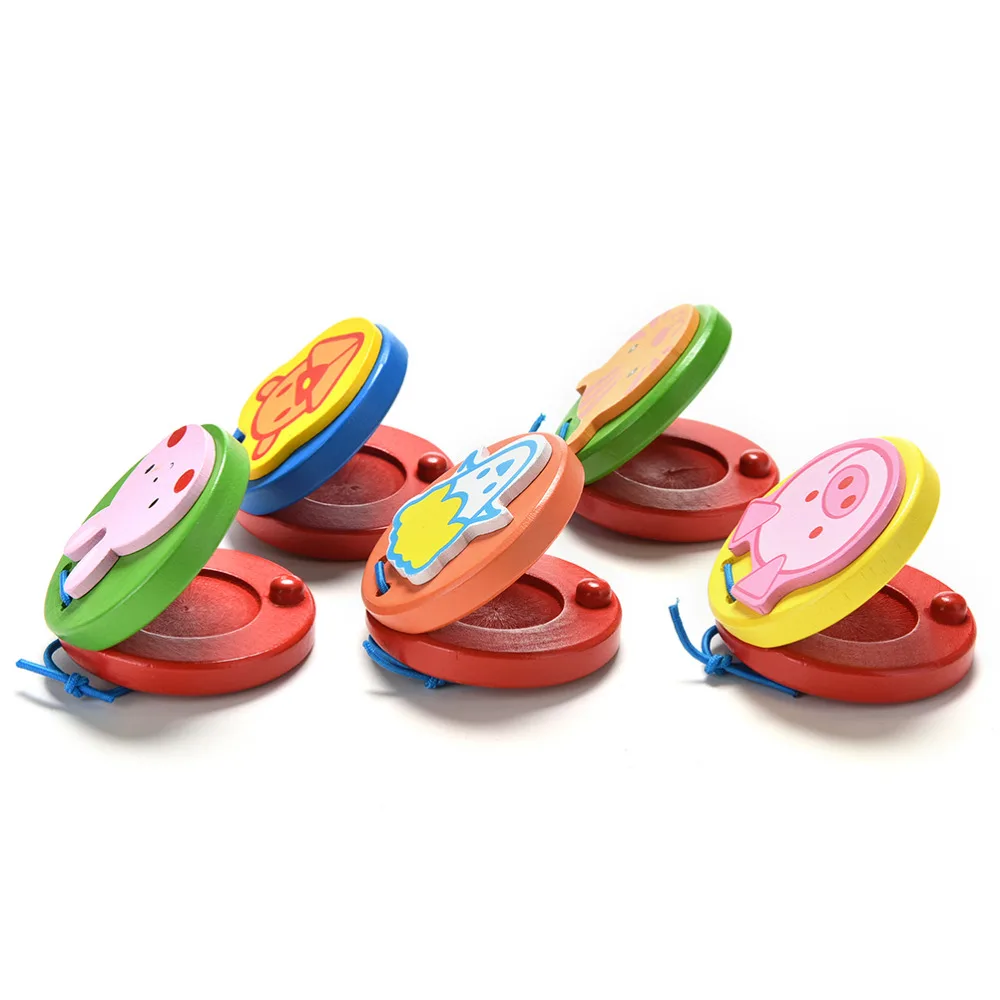 

Cartoon Castanets Lovely Wooden Castanet Clapper Handle Musical Instrument Toy Children Musical Percussion Instrument Xmas Gift