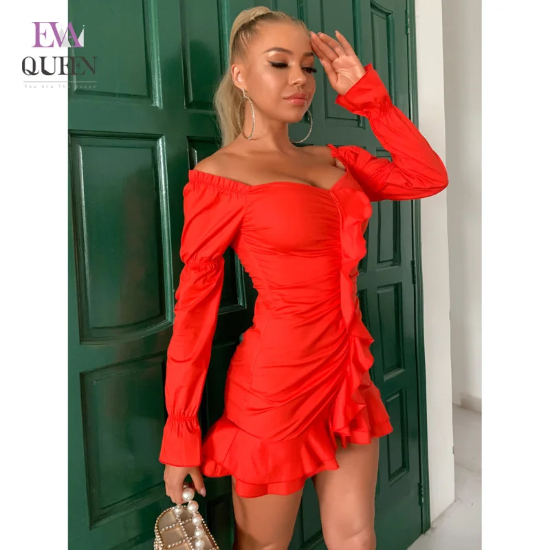 Женское платье без бретелек EvaQueen белое клубное мини-платье с оборками и