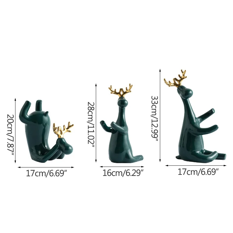 

Nordic Gold Elk Wine Rack Wine Holder Miniature Model Glass Shelf Figurines Creative Home Decoration Living Room Wedding Gift