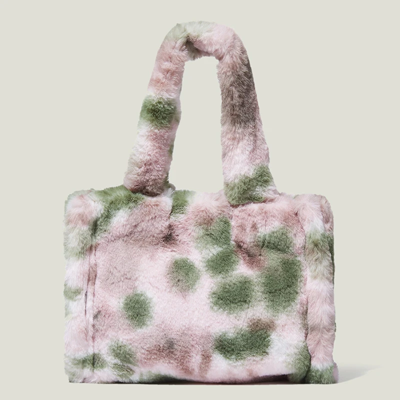 

Зимние камуфляжные дамские зимние женские модные сумки Tie-dye Повседневные Плюшевые фотообои розового цвета
