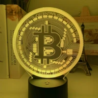 acrylic led night light bitcoin for room decorative nightlight touch sensor 7 color changing battery powered table night lamp 3d