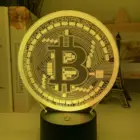 Акриловый светодиодный ночсветильник с биткоином для комнаты, декоративный ночсветильник с сенсорным датчиком, 7 цветов, меняющийся на батарейках, Настольная Ночная лампа 3D