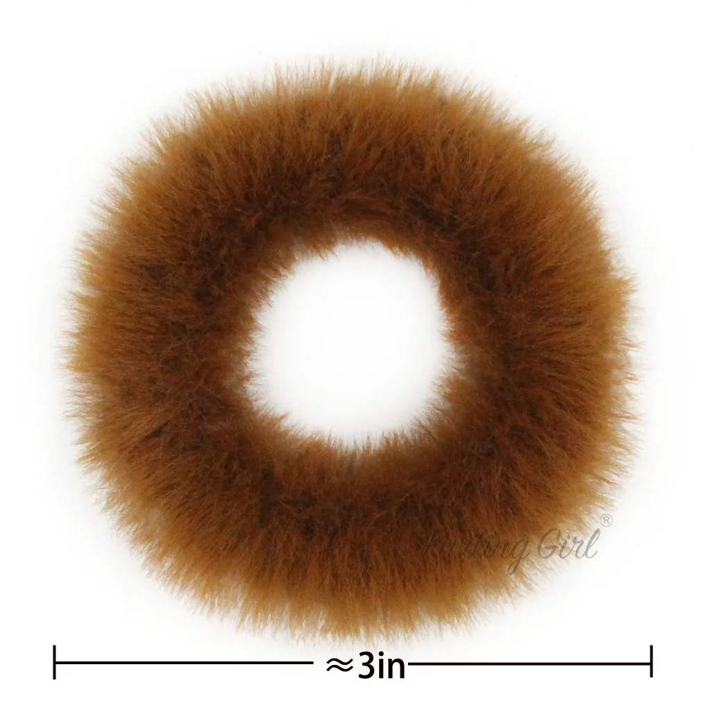 Pack of 2 Faux Mink Fur Elastic Hair band Winter Candy Color Scrunchies Macaron Tie | Scrunchie