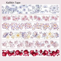flower series washi paper tape rose common poney camellia washi tape w release paper for journal scrapbooking decoration