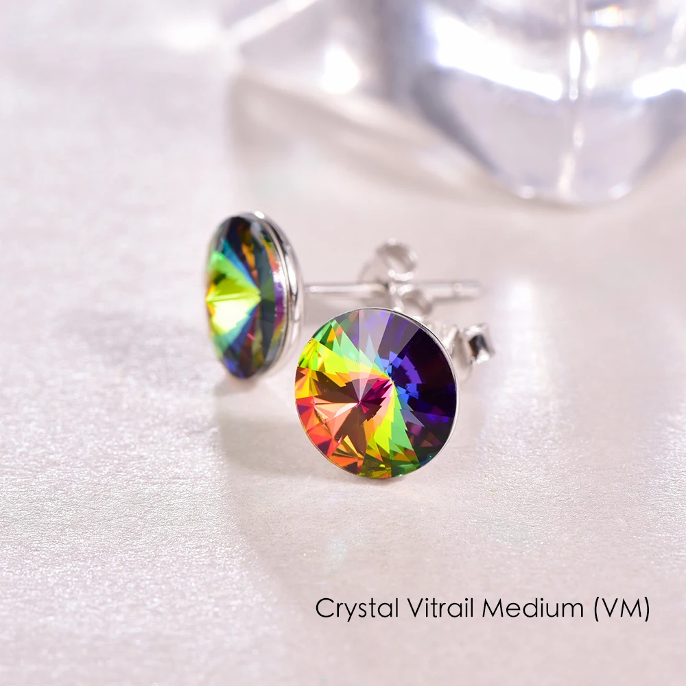 Бренд MALANDA, 925 пробы, серебряные серьги с круглыми кристаллами от Swarovski для женщин, модные серьги-гвоздики, свадебные офисные украшения