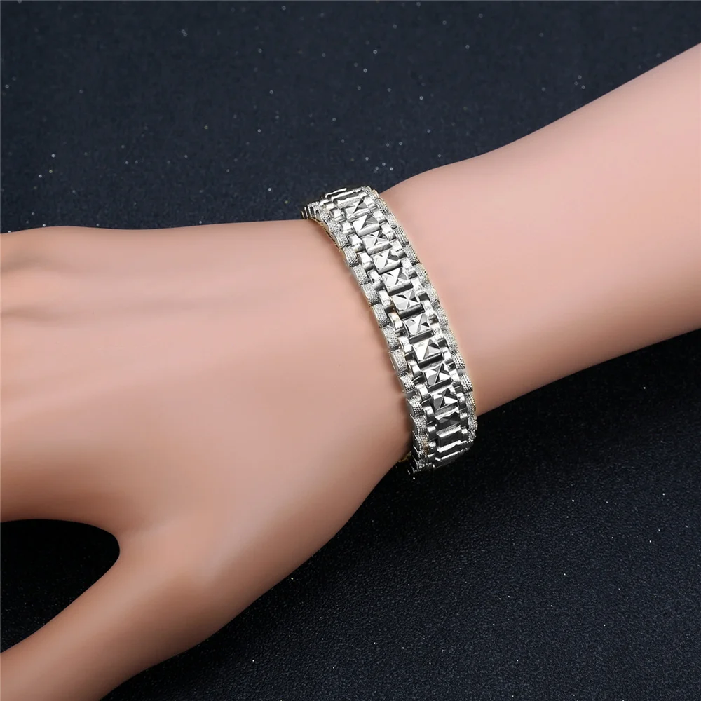 

Braslet 2021 Chunky Mens Hand Chain Bracelets Male Wholesale Silver Color Chain Link Bracelet For Men Women Jewelry