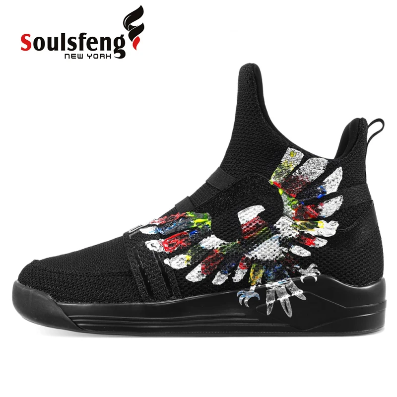 

Soulsfeng SKYTRACK Union Black Hawk Sneaker Men's Shockproof Anti-skid large Size Outdoor Shoes Graffiti Hiking Boots