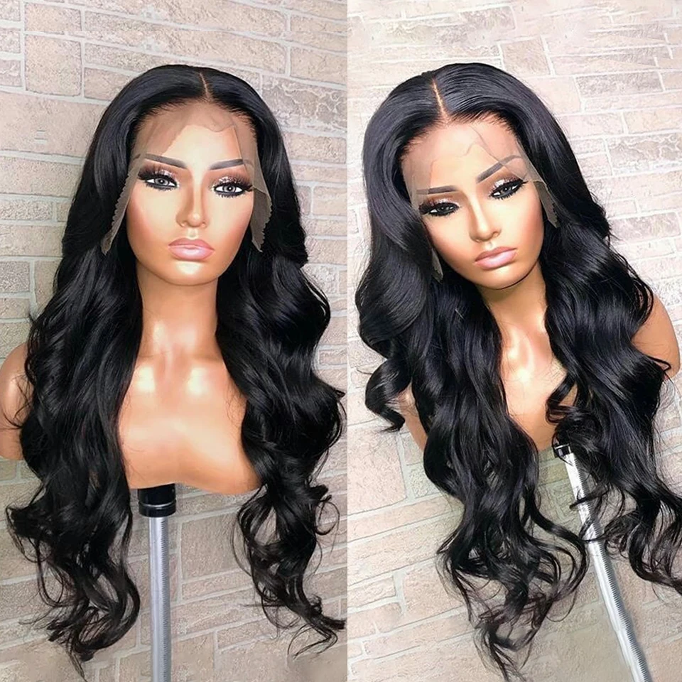 

Парик из натуральных волос, волнистые волосы, 30 дюймов, для чернокожих женщин, предварительно выщипанные с детскими волосами, бразильские, Р...