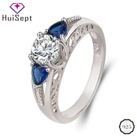 huisept luxury charm ring for women 925 silver jewelry sapphire zircon gemstone rings accessories wedding engagement ornaments