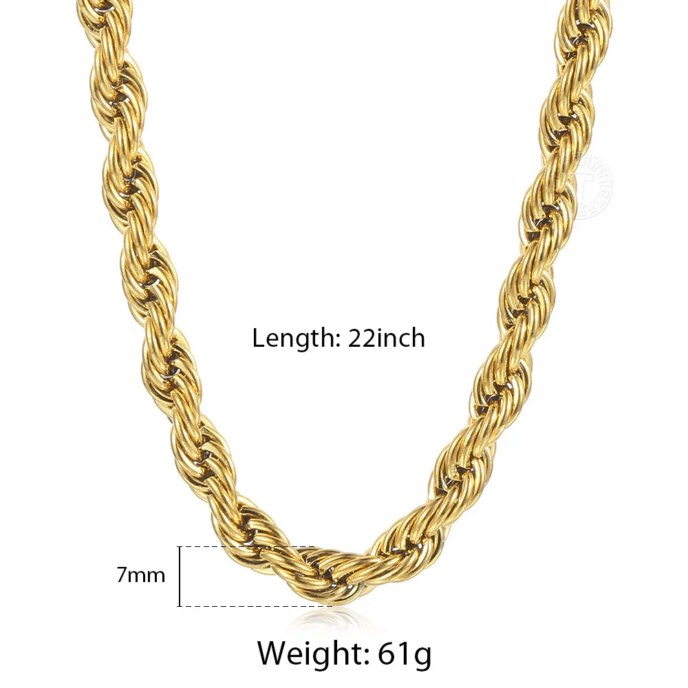 3/5/7mm Minimalist Rope Chain Necklace Never Fade Waterproof Stainless Steel Choker For Men Women Gift Gold Color Silver Color images - 6