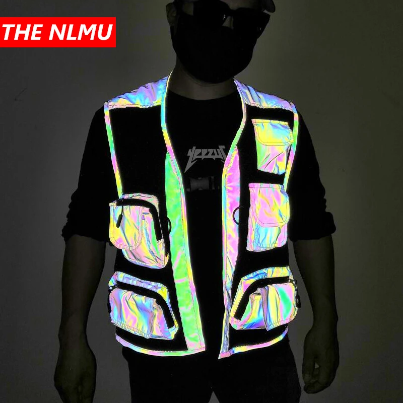 Светоотражающий жилет карго для мужчин 2020 защитный улицы мужская куртка без