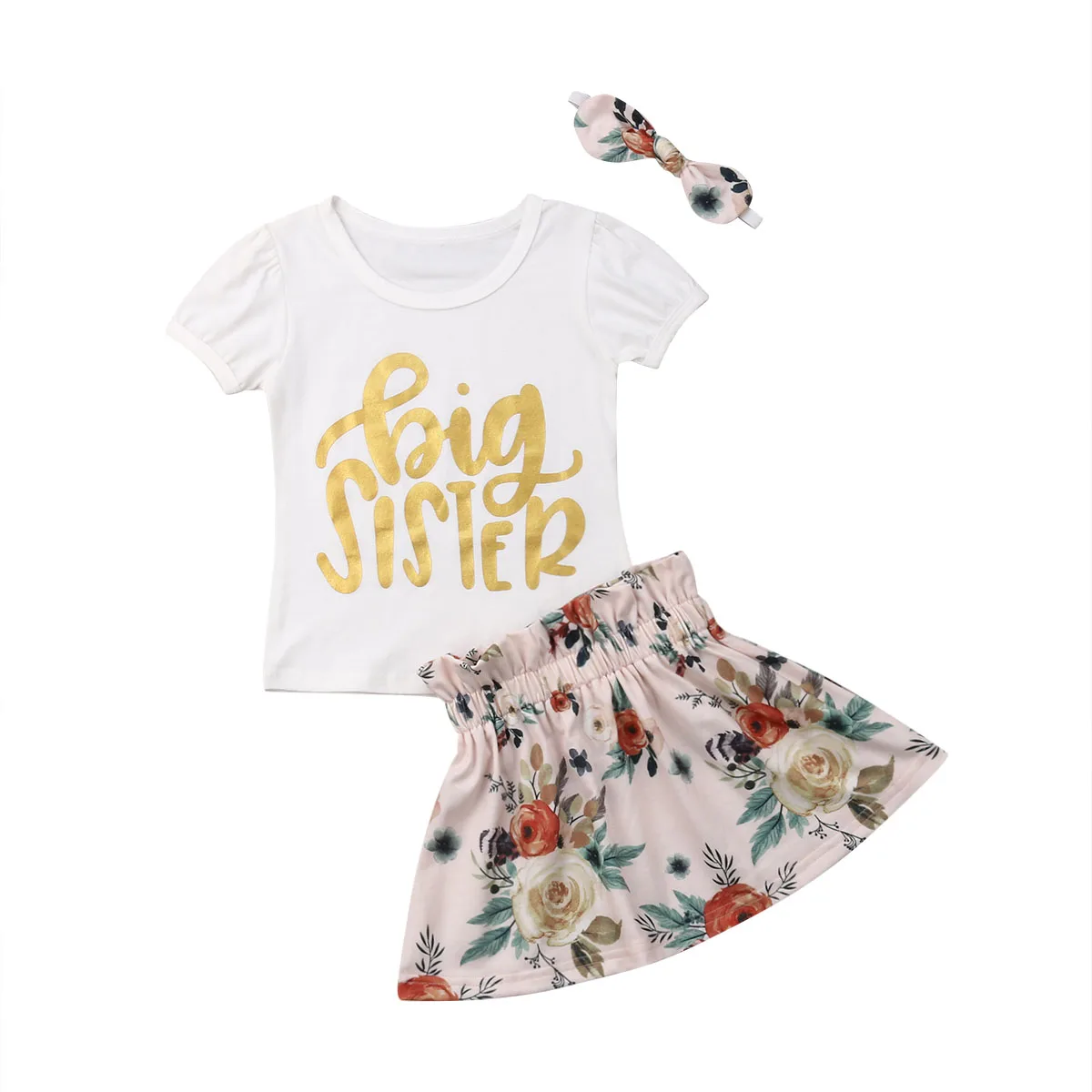 Cute Baby Girl Little Sister Romper Pants Hat Headband Kids Big T Shirt Summer Autumn Long Short Sleeve Outfits Set | Мать и ребенок