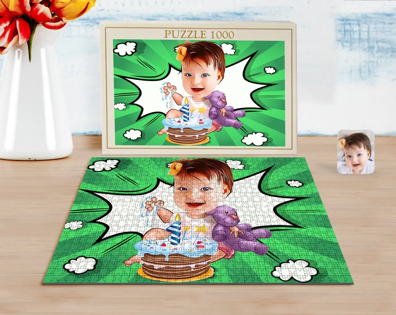 

Personalized Baby Birthday Caricature of 1000 Piece Professional Puzzle-2