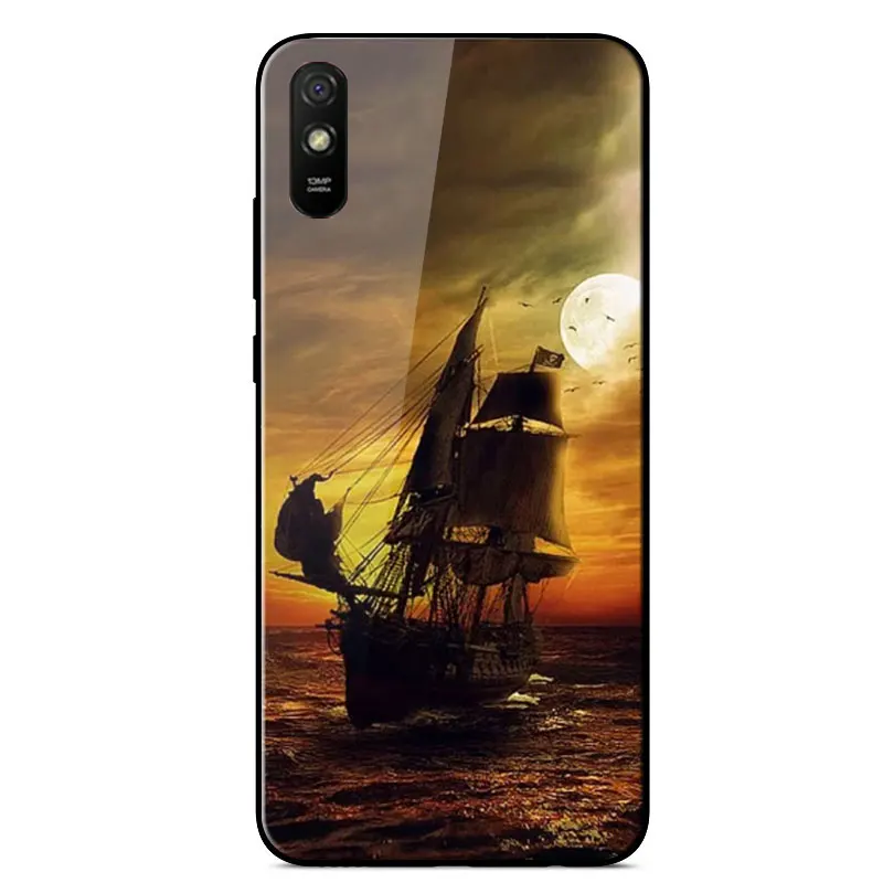 

Tempered glass Case For RedMi 9A Painted high quality Mirror Scratch Resistant Shockproof Back Cover For RedMi 9A Phone Cover