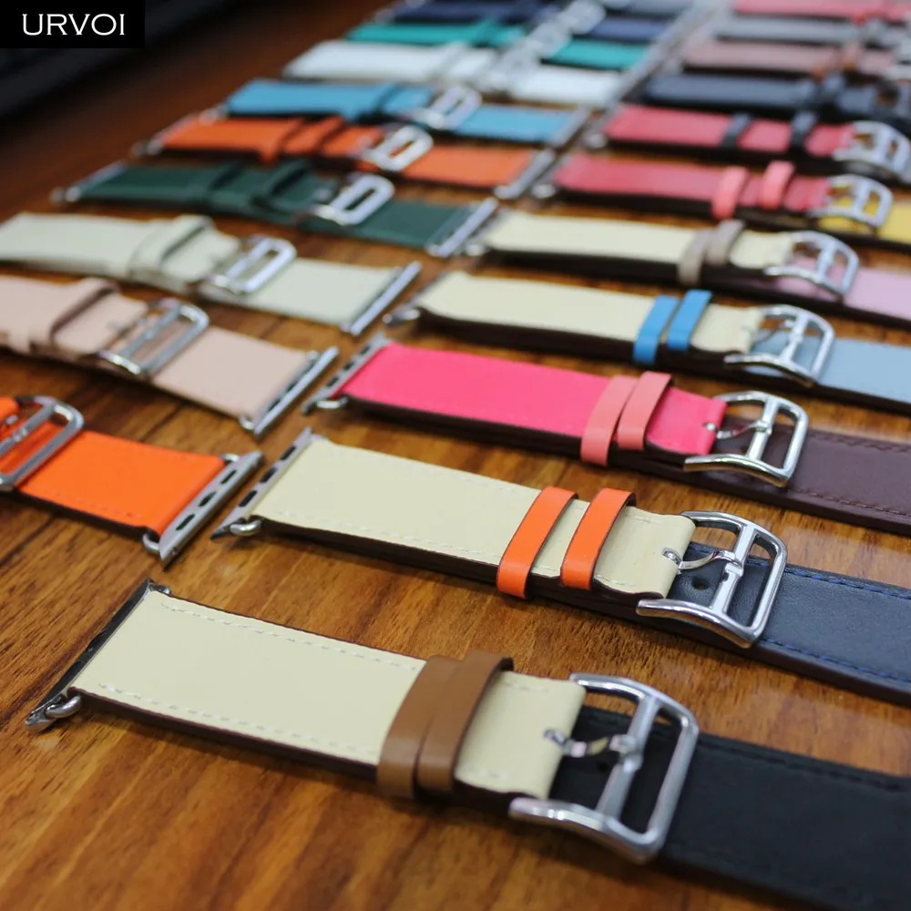 Ремешок URVOI для apple watch series 6 5 4 3 2 SE кожаный браслет Swift iWatch классический ручной