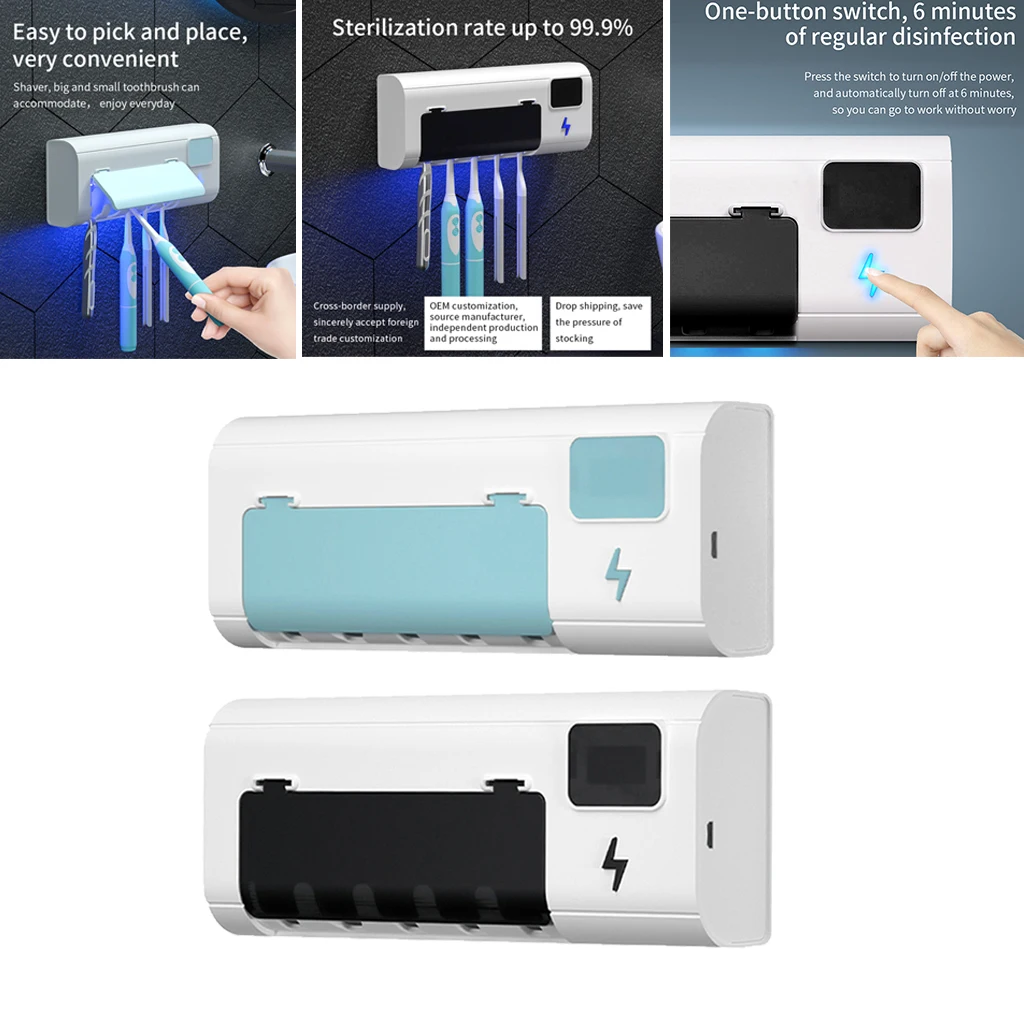 

UV Toothbrush Sanitizer Bathroom Toothbrush Holder Wall Mounted Black