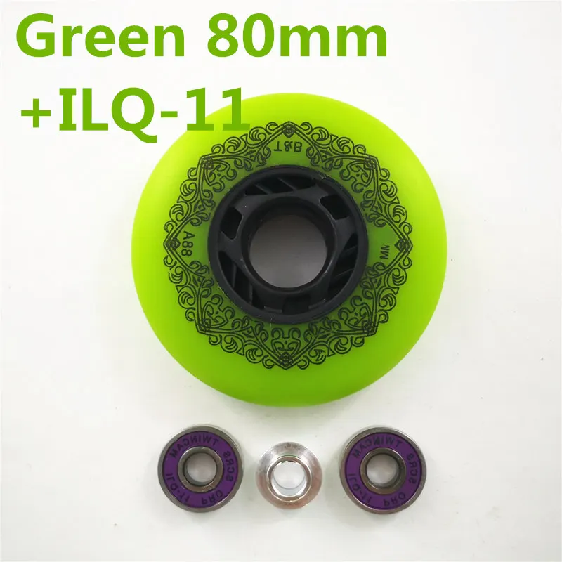 Green 80mm ILQ11 4 шт./партия 88A скользящие роликовые коньки колеса для Ролики SEBA hv High WFSC KSJ для Powerslide для RB раздвижные тормозные Дрифт колеса - Цвет: Green 80mm ILQ11