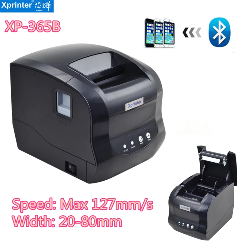 

Xprinter 365B Thermal Label Barcode Pos Printer Bluetooth 80MM Receipt Sticker Printing Machine 127MM/S for Android IOS Windows