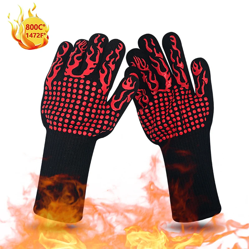 

BBQ Oven Gloves Heat Resistant 500/800 Degrees Anti-scalding Microwave Oven Mitts Kitchen Gloves for Barbecue Baking Cooking