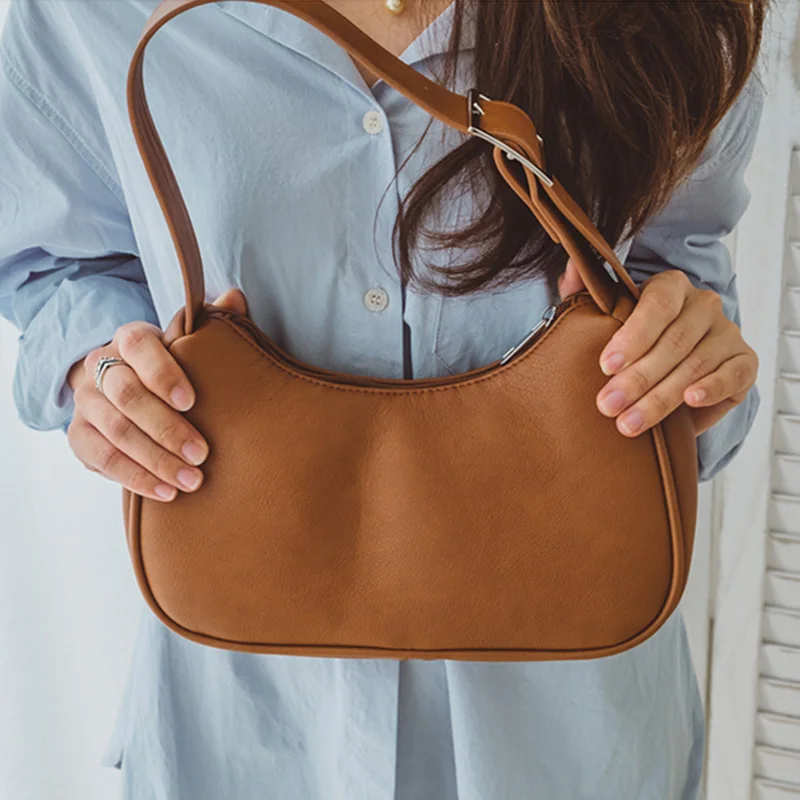 

Spring Summer Bags Women 2020 Soft Leather Retro Handbags And Purse Black Zipper Small Shoulder Bag Vintage Purse For Women
