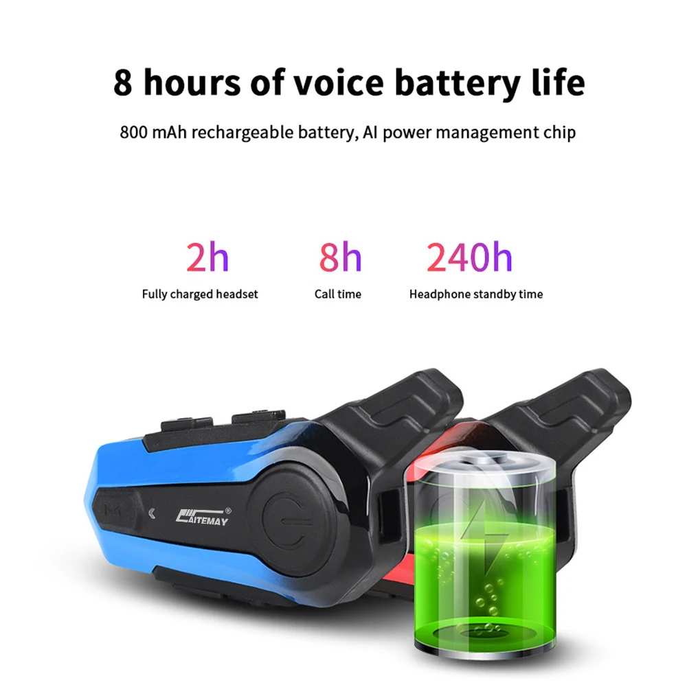 Motorcycle Bluetooth5.0 Helmet Headset Waterproof Intercom Pairing Compatible 2 Riders Talking Interphone Handsfree Call | Автомобили и