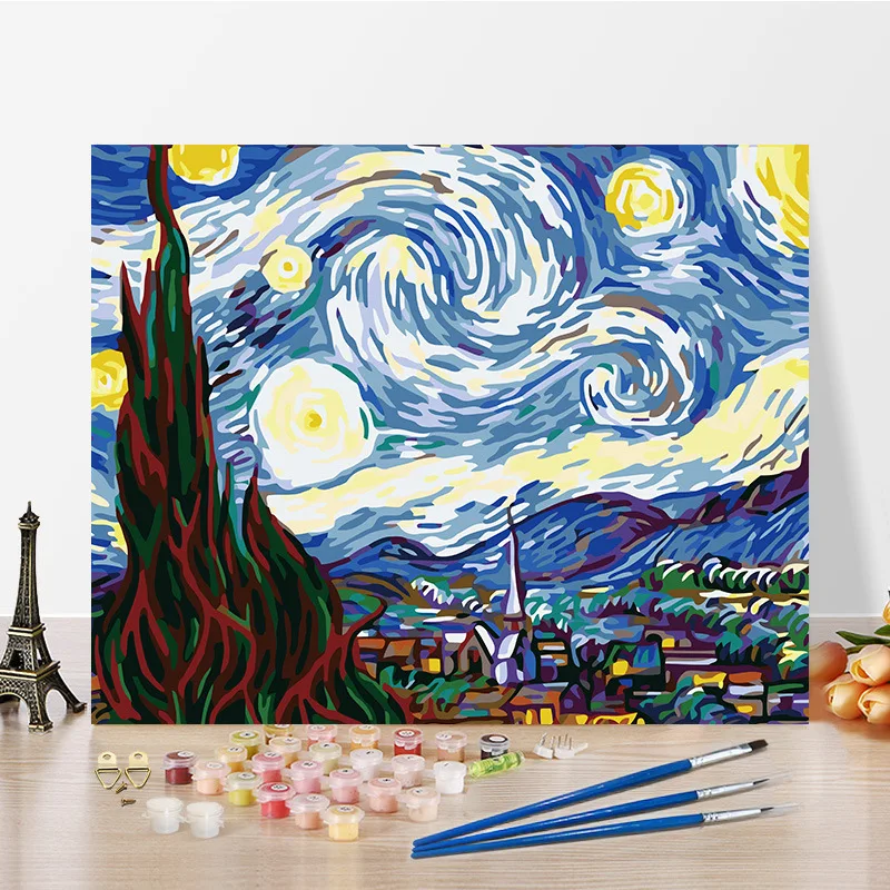 Starry Sky Paint By Numbers Coloring Hand Painted Home Decor Kits Drawing Canvas DIY Oil Painting Pictures By Numbers