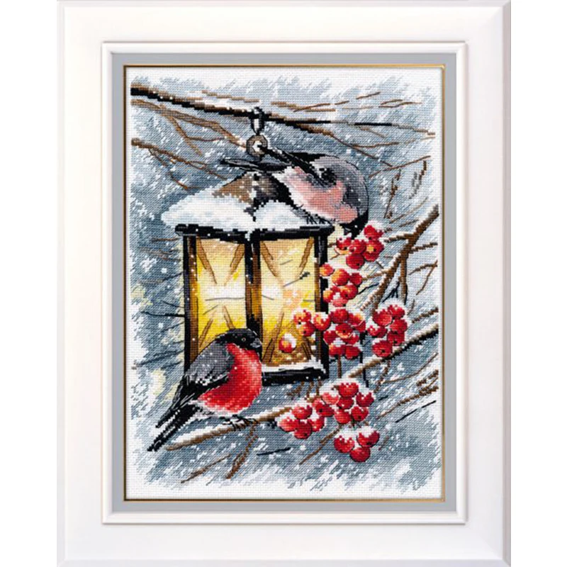 Коллекция Gold Набор для вышивки крестиком светильник ка Робин птица и ягодно