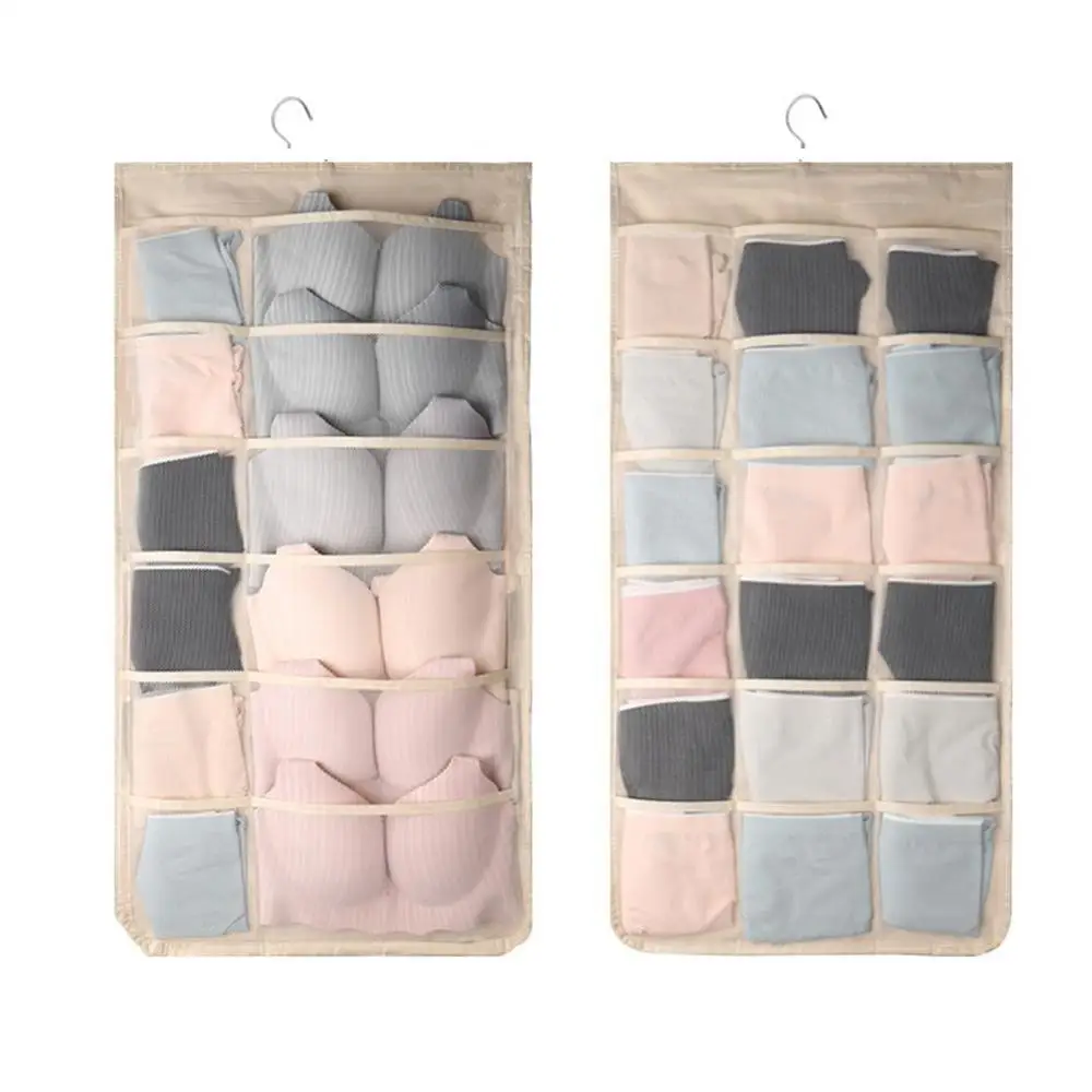 

Multi Folding Clothing Storage Bag Clear Double-sided Hanging Organizer Storage Underwear Hanger for Wardrobe Bag Bra Socks Rack