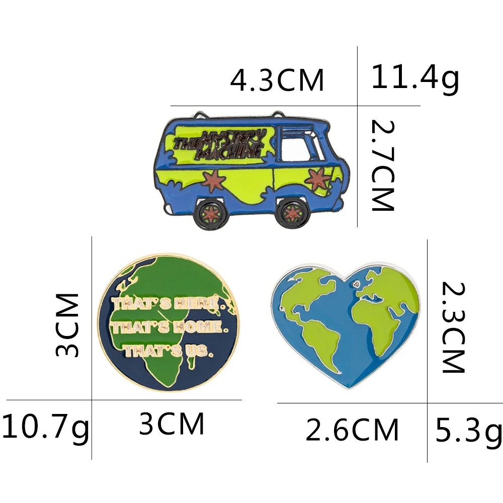 Броши на лацкан с эмалью HE MYSTERY MACHINE Travel Map персонализированные мультяшным