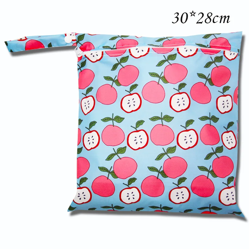

Waterproof Reusable Wet Bag Zippered Single Pocket Snap Closure Polyester Handle Travel Stroller Bags Washable Diaper Nappy Bag