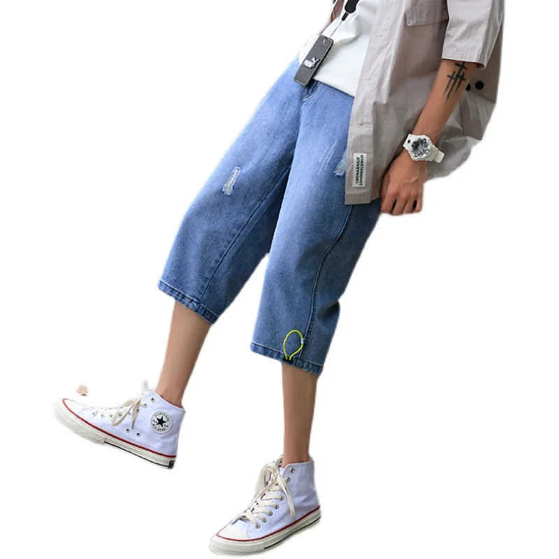 

Casual Boy Baggy Trousers Overalls For Men Denim Shorts Cargo Pants Boys