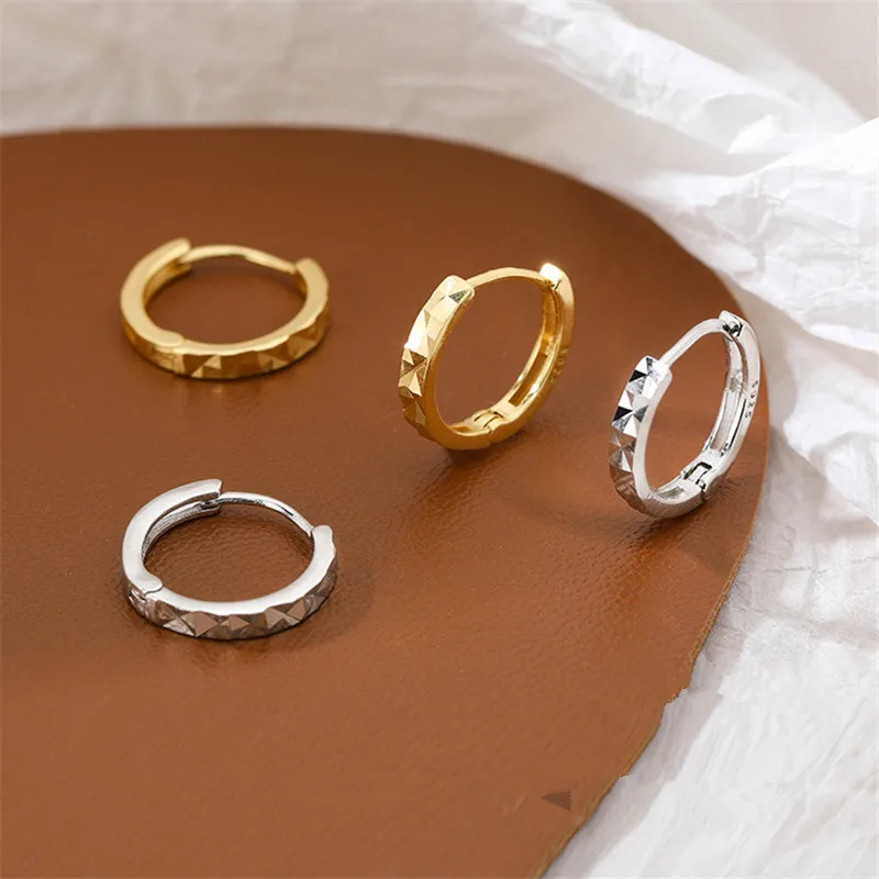 

925 Sterling Silver Circle Charm Piercing Stud Earring For Women Girls Party Fashion Jewelry Pendientes Accessories eh1229
