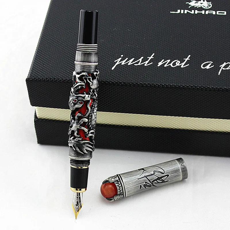 JINHAO pen Luxury Golden Chinese Ming Dynasty Emperor Style Dragon Business ink Fountain Pen Fine Tip | Канцтовары для офиса и