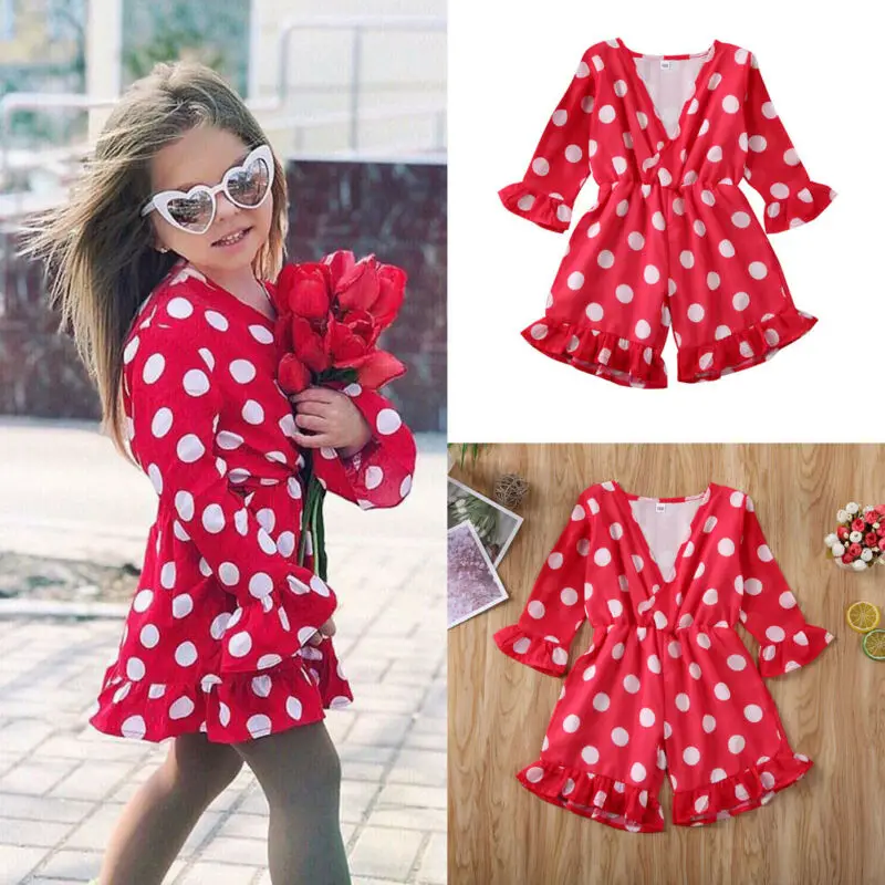 2020 Детские комбинезоны для маленьких девочек с принтом в горошек комбинезон