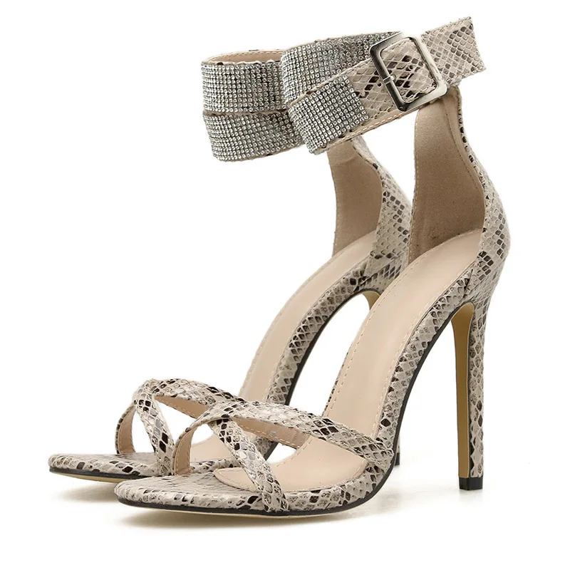 

Women Solid Color Open Toe Sandals Summer Ladies Thin High Heels Sandals Female Plus Size Shoes 2020 New Leopard Print Shoes