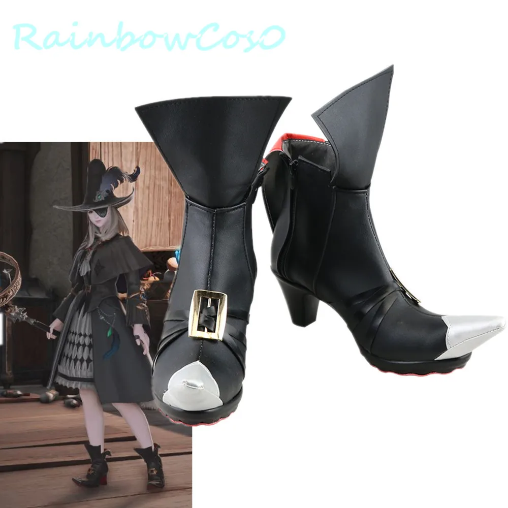 

Final Fantasy FF14 XIV BLACK MAGE Cosplay Shoes Boots Game Anime Halloween RainbowCos0