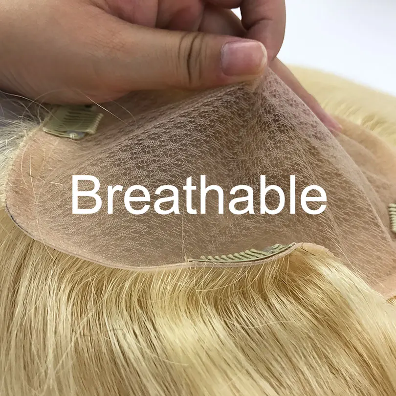 6&quot-18&quot Blonde Natural Human Hair Toupee Women Clip In Pieces 12x13cm Crown Topper Middle Part Top Wig | Шиньоны и парики