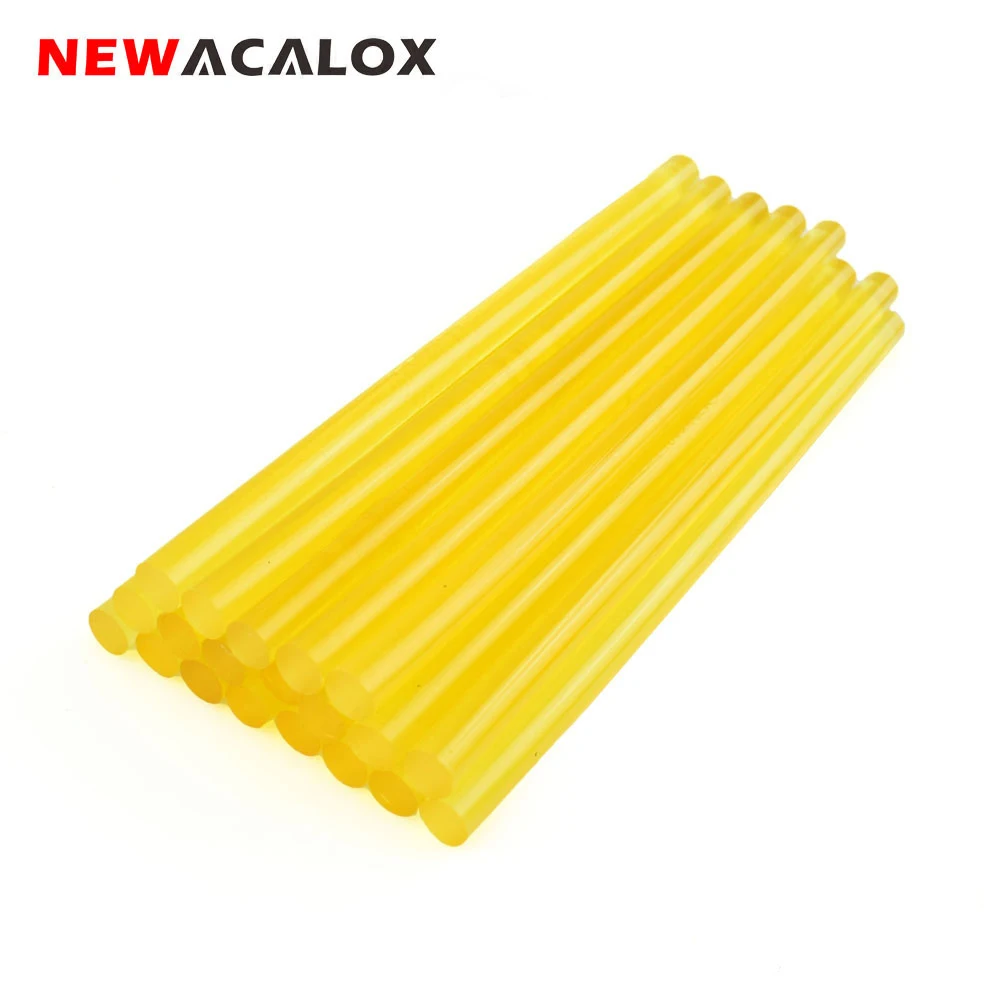 NEWACALOX, 20 шт./лот, желтые клеевые палочки для горячего расплава, 7 мм x 150 мм, клеевой пистолет, аксессуары из сплава, инструменты для самостоятельного изготовления