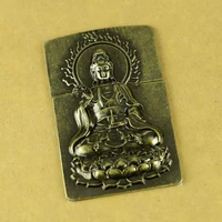 buddhist amulet wealth lucky buddha carved handmade diy metal badge for kerosene oil lighter decor self adhesive metal sticker