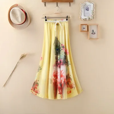 Харадзюку Винтаж Макси Юбки Женские однотонные Boho шифон Saia Longa Лето Тюль повседневные богемные длинные юбки женская одежда - Цвет: tupian11