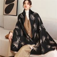 winter cashmere pashmina warm scarf shawl for women thick print solid blanket neckerchief foulard wraps hijab 2022 new bufanda