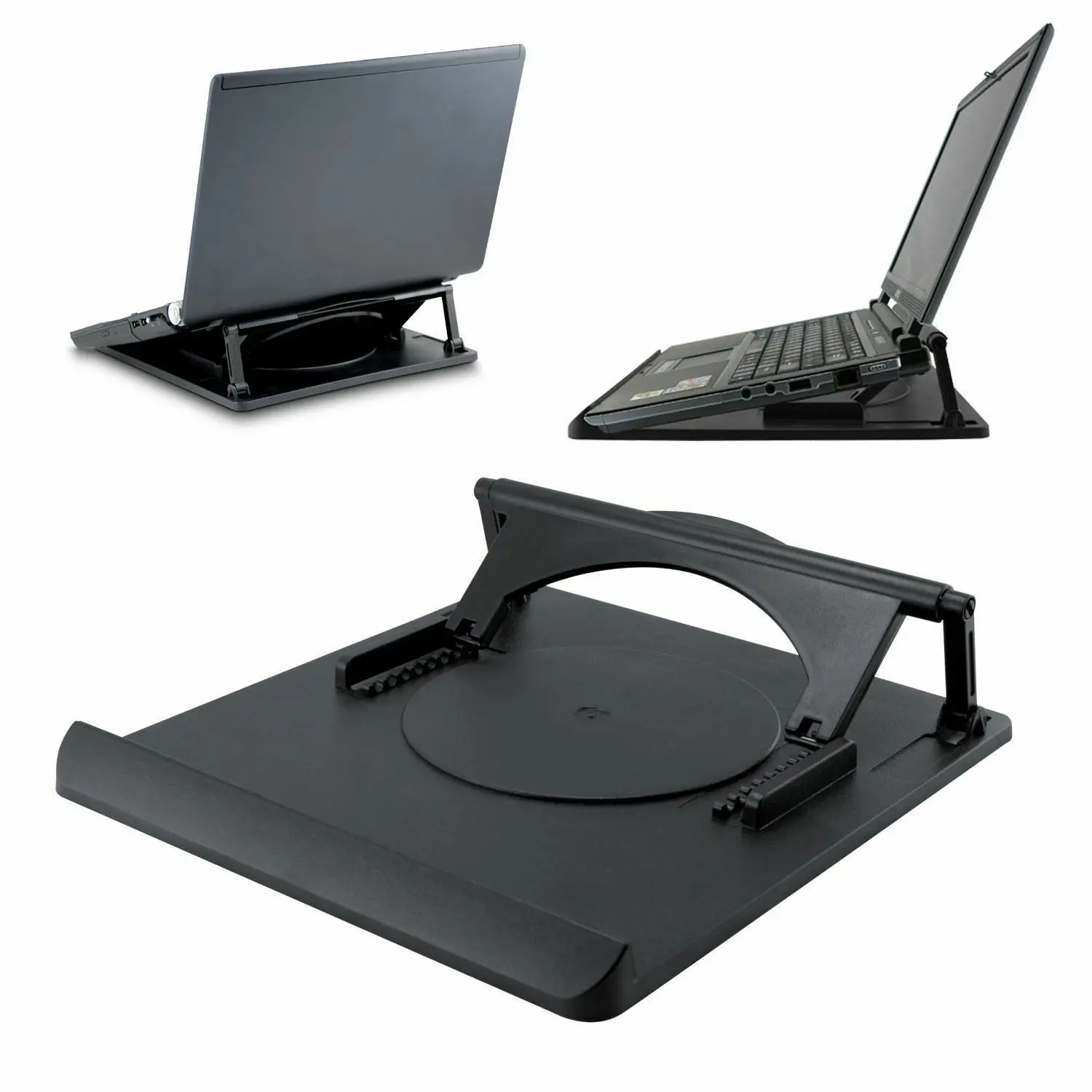 

LAPTOP TABLE STAND DESK TRAY COOLING HOLDER ADJUSTABLE 360° ROTATION SWIVEL BASE