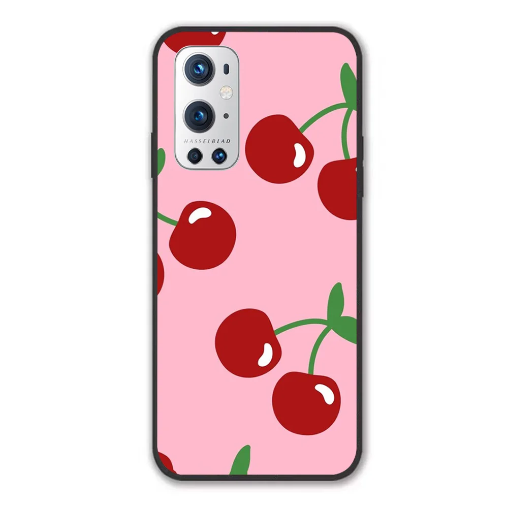 

For OnePlus Cherry Print Soft TPU Border OnePlus 7 7T 7Pro 8 8T 8Pro 9 9Pro Case