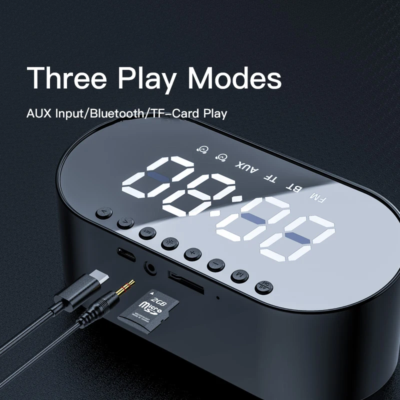 Bluetooth-Колонка портативная с зеркальным будильником беспроводной динамик