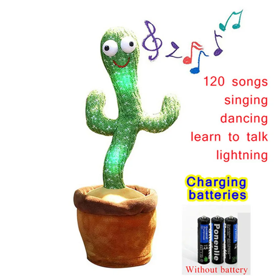 

Cactus de peluche electrónico para decoración de la habitación, Cactus de peluche con la canción, mesa de baile de pelo bonito