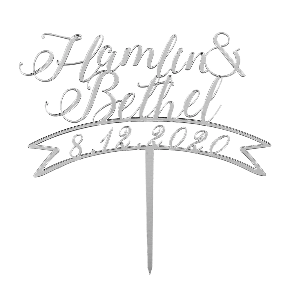 Персонализированный Выгравированный Топпер для свадебного торта акриловый