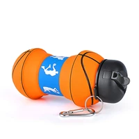 1pc 550ml basketball silicone water bottle with straw foldable collapsible travel non toxic bottles innovating camping