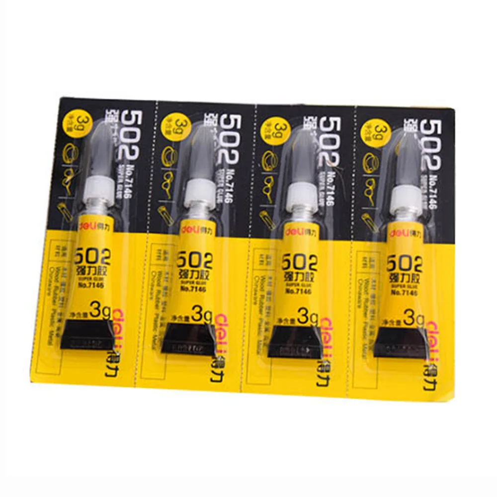 

3PCS Super Glue 502 Liquid Contact Adhesive for Wood Rubber Metal Glass Crack Stationery Office School Supplies