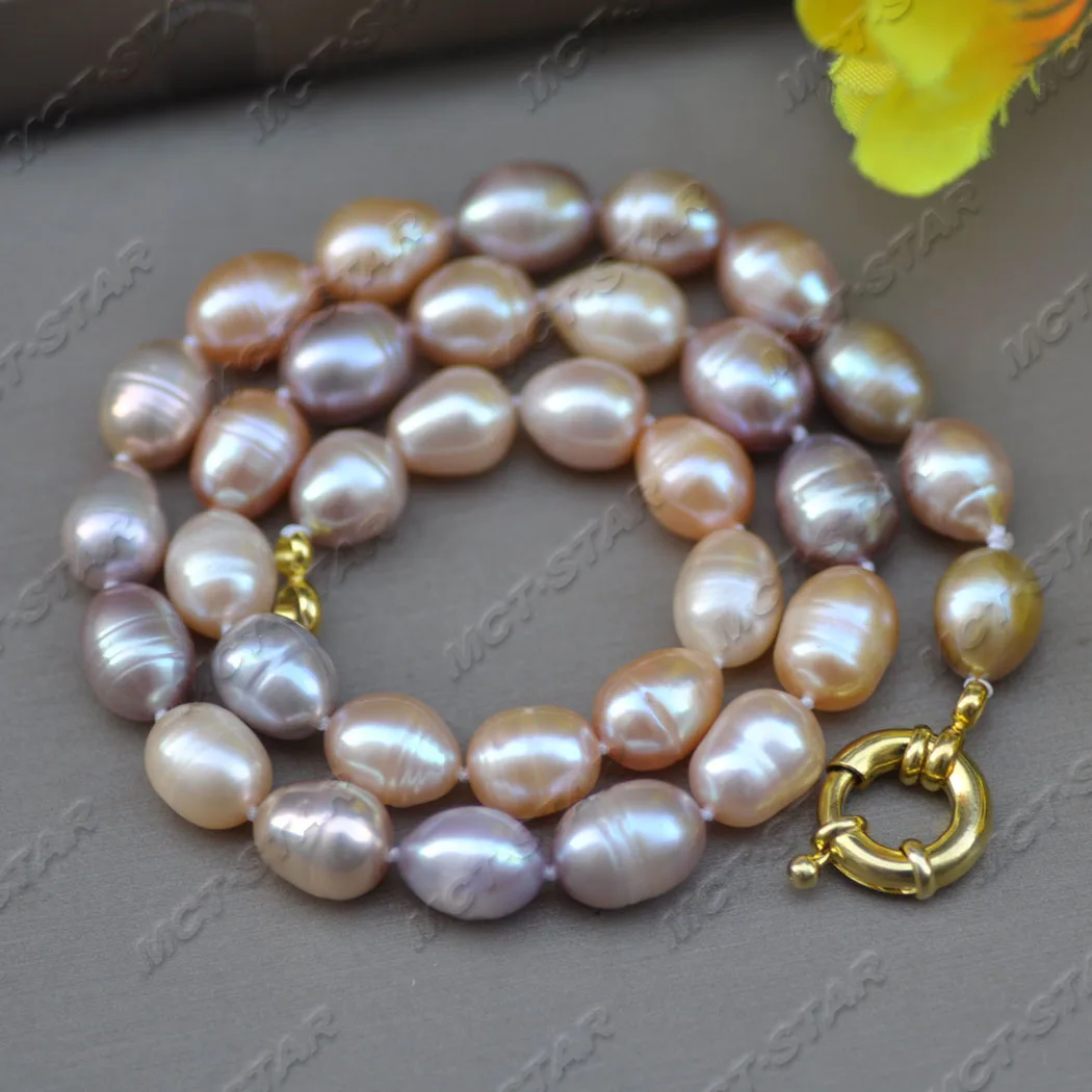 

Ожерелье из пресноводного жемчуга Z11723 17 "12 мм с розовым лавандовым рисом