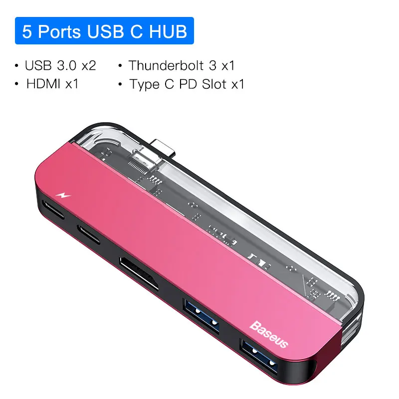 HDMI USB C HUB Baseus USB C концентратор для мульти HDMI USB 3,0 usb-хаб для MacBook адаптер Аксессуары Pro Thunderbolt 3 SD кард-ридер type-C usb-хаб - Цвет: HDMI USB C HUB